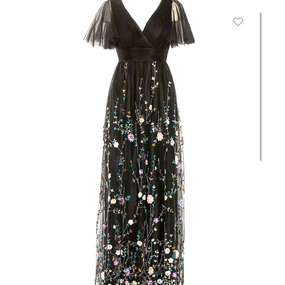Mac Duggal floral gown long with tulle size 10